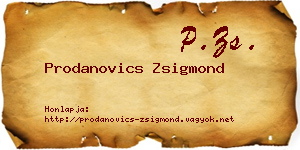 Prodanovics Zsigmond névjegykártya