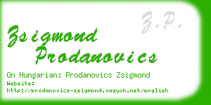 zsigmond prodanovics business card